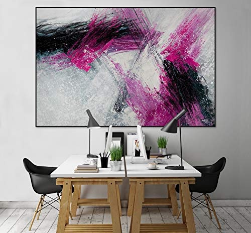 KunstLoft® XXL Gemälde Flut der Liebe 180x120cm | original handgemalte Bilder | Modern Abstrakt Pink Grau | Leinwand-Bild Ölgemälde einteilig groß | Modernes Kunst Ölbild