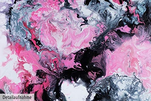 KunstLoft® XXL Gemälde Freezing Fuchsia 150x150cm | original handgemalte Bilder | Abstrakt Weiß Pink Schwarz | Leinwand-Bild Ölfarbegemälde einteilig groß | Modernes Kunst Ölfarbebild