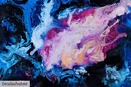 KunstLoft® XXL Gemälde Andromeda 150x150cm | original handgemalte Bilder | Abstrakt Schwarz Blau Pink | Leinwand-Bild Ölfarbegemälde einteilig groß | Modernes Kunst Ölfarbebild