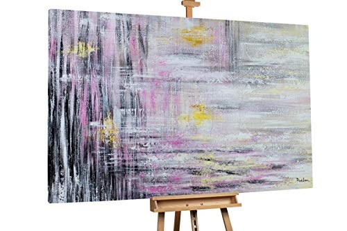 KunstLoft® XXL Gemälde Schattenblüte 180x120cm | original handgemalte Bilder | Abstrakt Gold Pink Schwarz | Leinwand-Bild Ölgemälde einteilig groß | Modernes Kunst Ölbild
