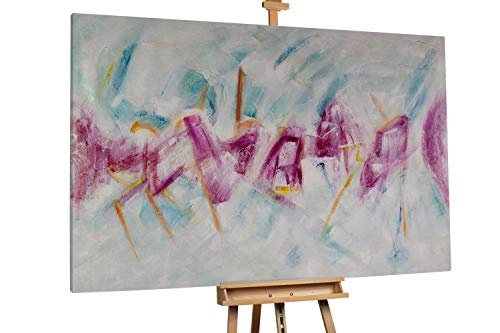 KunstLoft® XXL Gemälde Ups and Downs 180x120cm | original handgemalte Bilder | Abstrakt Wild Pink Blau XXL | Leinwand-Bild Ölgemälde einteilig groß | Modernes Kunst Ölbild