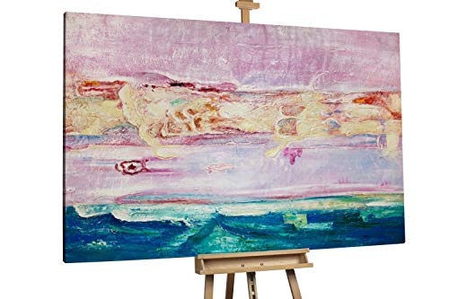 KunstLoft® XXL Gemälde Rosarote Zukunft 180x120cm | original handgemalte Bilder | Abstrakt Pink Deko XXL | Leinwand-Bild Ölgemälde einteilig groß | Modernes Kunst Ölbild