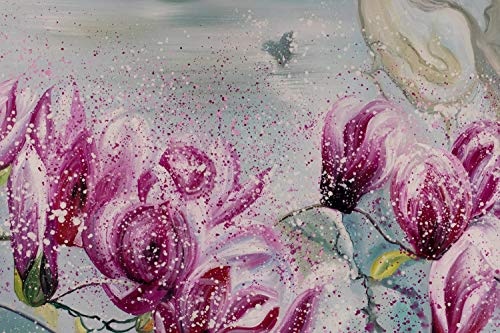 KunstLoft® XXL Gemälde Underwaterlove 180x120cm | original handgemalte Bilder | Blüten Pink Rosa Petrol | Leinwand-Bild Ölgemälde einteilig groß | Modernes Kunst Ölbild