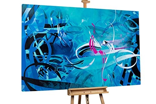 KunstLoft® XXL Gemälde High Perception 180x120cm | original handgemalte Bilder | Modern Blau Türkis Pink | Leinwand-Bild Ölgemälde einteilig groß | Modernes Kunst Ölbild