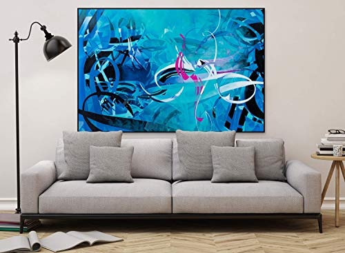 KunstLoft® XXL Gemälde High Perception 180x120cm | original handgemalte Bilder | Modern Blau Türkis Pink | Leinwand-Bild Ölgemälde einteilig groß | Modernes Kunst Ölbild