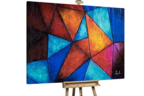 KunstLoft XXL Gemälde Heiße Kälte 200x150cm | Original handgemalte Bilder | Abstrakt Blau Rot Pink | Leinwand-Bild Ölfarbegemälde Einteilig groß | Modernes Kunst Ölfarbebild