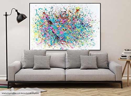 KunstLoft XXL Gemälde Süß und Wild 180x120cm | Original handgemalte Bilder | Abstrakt Linien Blau Pink | Leinwand-Bild Ölgemälde Einteilig groß | Modernes Kunst Ölbild
