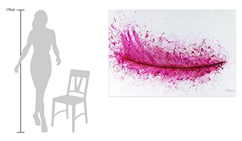 KunstLoft XXL Gemälde Flieg mit Mir 180x120cm | Original handgemalte Bilder | Feder Pink Weiß | Leinwand-Bild Ölgemälde Einteilig groß | Modernes Kunst Ölbild