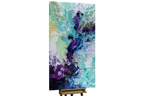 KunstLoft XXL Gemälde Südseeträume 100x200cm | original handgemalte Bilder | Abstrakt Blau Pink Türkis Bunt | Leinwand-Bild Ölfarbegemälde einteilig groß | Modernes Kunst Ölfarbebild