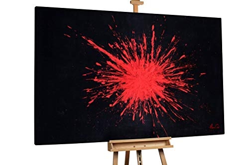 KunstLoft® XXL Gemälde Splendid Isolation 180x120cm | original handgemalte Bilder | Abstrakt Schwarz Pink Leuchten | Leinwand-Bild Ölgemälde einteilig groß | Modernes Kunst Ölbild