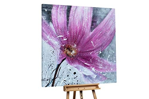KunstLoft XXL Gemälde Traum in Fuchsia 150x150cm | Original handgemalte Bilder | Modern Blüte Rosa Weiß | Leinwand-Bild Ölgemälde Einteilig groß | Modernes Kunst Ölbild