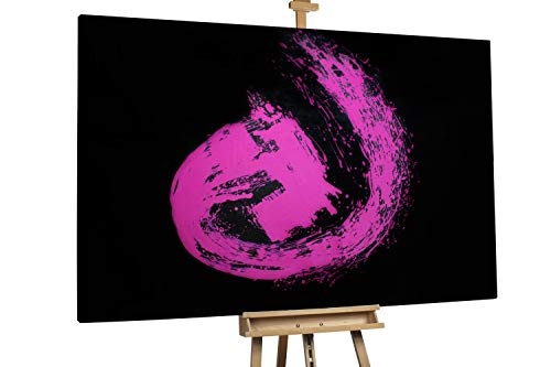 KunstLoft XXL Gemälde Lila Leidenschaft 180x120cm | original handgemalte Bilder | Schnecke Abstrakt in Lila auf Schwarz Deko | Leinwand-Bild Ölgemälde einteilig groß | Modernes Kunst Ölbild