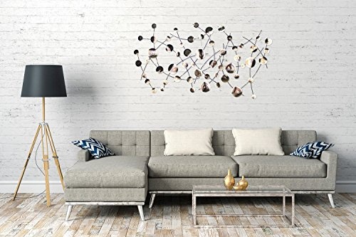 Extravagante KunstLoft® Metall Wandskulptur Iron Gadgets 73x132x5cm | Design Wanddeko XXL handgefertigt | Luxus Metallbild Wandrelief | Braune Kreise Schwarze Linien Abstrakt | Wandbild modern