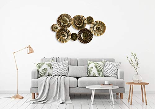 Extravagante KunstLoft® Metall Wandskulptur Quaint Pieces 70x121x5cm | Design Wanddeko XXL handgefertigt | Luxus Metallbild Wandrelief | Gold Schwarz Abstrakt Kreise | Wandbild modern