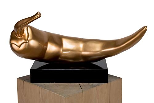 KunstLoft® Skulptur Geschmacksexplosion 53x42x27cm | Moderne Kunststein-Figur | Modern Chili Deko Gold Schwarz | Statue als Unikat - Handgefertigtes Kunstwerk | Schöne Wohnzimmer-Dekoration