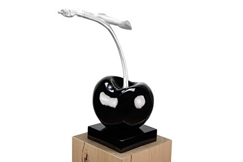 KunstLoft® Skulptur Black Cherry in 59x47x28cm | Moderne Kunststein-Figur | Kirsche Obst schwarz silber Deko | Skulptur zum Stellen | Statue aus Kunststein | Unikat - Kunstwerk aus 100% Handarbeit | Schöne Wohnzimmer-Dekoration