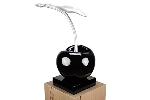 KunstLoft® Skulptur Black Cherry in 59x47x28cm | Moderne Kunststein-Figur | Kirsche Obst schwarz silber Deko | Skulptur zum Stellen | Statue aus Kunststein | Unikat - Kunstwerk aus 100% Handarbeit | Schöne Wohnzimmer-Dekoration