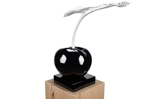 KunstLoft® Skulptur Black Cherry in 59x47x28cm | Moderne Kunststein-Figur | Kirsche Obst schwarz silber Deko | Skulptur zum Stellen | Statue aus Kunststein | Unikat - Kunstwerk aus 100% Handarbeit | Schöne Wohnzimmer-Dekoration