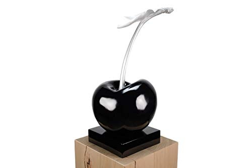 KunstLoft® Skulptur Black Cherry in 59x47x28cm | Moderne Kunststein-Figur | Kirsche Obst schwarz silber Deko | Skulptur zum Stellen | Statue aus Kunststein | Unikat - Kunstwerk aus 100% Handarbeit | Schöne Wohnzimmer-Dekoration