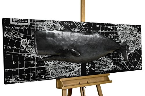 KunstLoft Extravagantes Metallbild 3D Whale Watching 150x50x6cm | Design Wanddeko XXL Handgefertigt | Unikat Luxus Wandskulptur | Wal Tier Meer Wasser | Wandbild Relief Modern