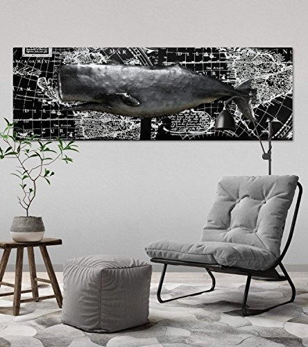 KunstLoft Extravagantes Metallbild 3D Whale Watching 150x50x6cm | Design Wanddeko XXL Handgefertigt | Unikat Luxus Wandskulptur | Wal Tier Meer Wasser | Wandbild Relief Modern