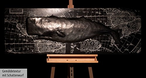 KunstLoft Extravagantes Metallbild 3D Whale Watching 150x50x6cm | Design Wanddeko XXL Handgefertigt | Unikat Luxus Wandskulptur | Wal Tier Meer Wasser | Wandbild Relief Modern