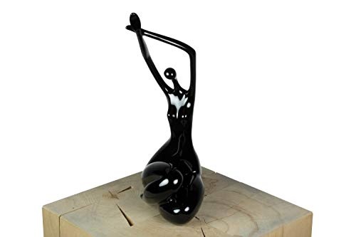 KunstLoft® Skulptur Elegant posiert in 33x14x11cm | Moderne Kunststein-Figur | Frau Mensch Modern Schwarz Akt Abstrakt | Statue als Unikat - Handgefertigtes Kunstwerk | Schöne Wohnzimmer-Dekoration