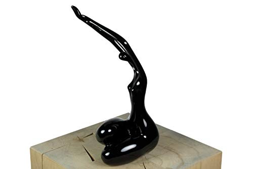 KunstLoft® Skulptur Elegant posiert in 33x14x11cm | Moderne Kunststein-Figur | Frau Mensch Modern Schwarz Akt Abstrakt | Statue als Unikat - Handgefertigtes Kunstwerk | Schöne Wohnzimmer-Dekoration