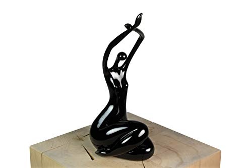 KunstLoft® Skulptur Elegant posiert in 33x14x11cm | Moderne Kunststein-Figur | Frau Mensch Modern Schwarz Akt Abstrakt | Statue als Unikat - Handgefertigtes Kunstwerk | Schöne Wohnzimmer-Dekoration