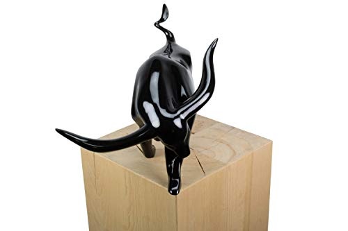 KunstLoft® Skulptur Fokussiert in 28x33x46cm | Moderne Kunststein-Figur | Stier Tier Schwarz Stolz | Statue als Unikat - Handgefertigtes Kunstwerk | Schöne Wohnzimmer-Dekoration