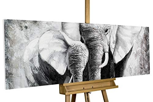 KunstLoft® Acryl Gemälde Sweet Savannah Memories 150x50cm | original handgemalte Leinwand Bilder XXL | Elefanten Afrika | Wandbild Acrylbild Moderne Kunst einteilig mit Rahmen