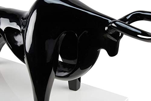 KunstLoft® Skulptur Black Taurus in 35x62x22cm | Moderne Kunststein-Figur | Schwarzer Stier aus Kunststein Abstrakt | Statue als Unikat - Handgefertigtes Kunstwerk | Schöne Wohnzimmer-Dekoration