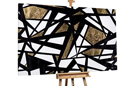 KunstLoft® XXL Gemälde Im Netz der Kunst 180x120cm | original handgemalte Bilder | Abstrakt Formen Weiß Schwarz | Leinwand-Bild Ölgemälde einteilig groß | Modernes Kunst Ölbild