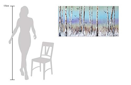 KunstLoft® Acryl Gemälde Fairytale Forest 140x70cm | original handgemalte Leinwand Bilder XXL | Wald Bäume Blau Grau | Wandbild Acrylbild Moderne Kunst einteilig mit Rahmen