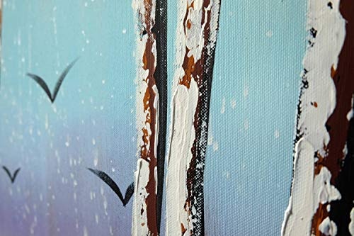 KunstLoft® Acryl Gemälde Fairytale Forest 140x70cm | original handgemalte Leinwand Bilder XXL | Wald Bäume Blau Grau | Wandbild Acrylbild Moderne Kunst einteilig mit Rahmen