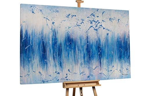KunstLoft® XXL Gemälde Seele der Alpen 180x120cm | original handgemalte Bilder | Abstrakt Wald Grau Blau | Leinwand-Bild Ölgemälde einteilig groß | Modernes Kunst Ölbild