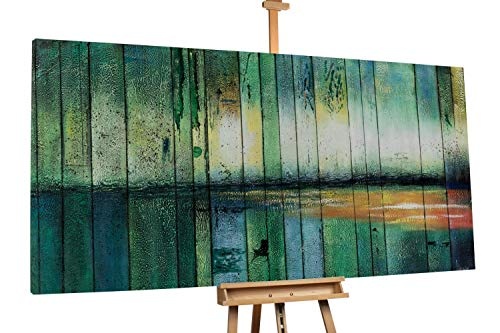 KunstLoft® XXL Gemälde Innerer Frieden 200x100cm | original handgemalte Bilder | Abstrakt Grün Gelb Wald | Leinwand-Bild Ölgemälde einteilig groß | Modernes Kunst Ölbild