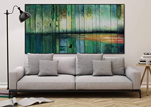 KunstLoft® XXL Gemälde Innerer Frieden 200x100cm | original handgemalte Bilder | Abstrakt Grün Gelb Wald | Leinwand-Bild Ölgemälde einteilig groß | Modernes Kunst Ölbild