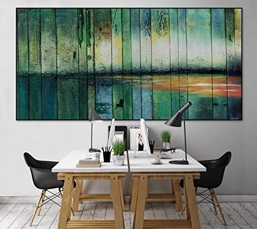 KunstLoft® XXL Gemälde Innerer Frieden 200x100cm | original handgemalte Bilder | Abstrakt Grün Gelb Wald | Leinwand-Bild Ölgemälde einteilig groß | Modernes Kunst Ölbild