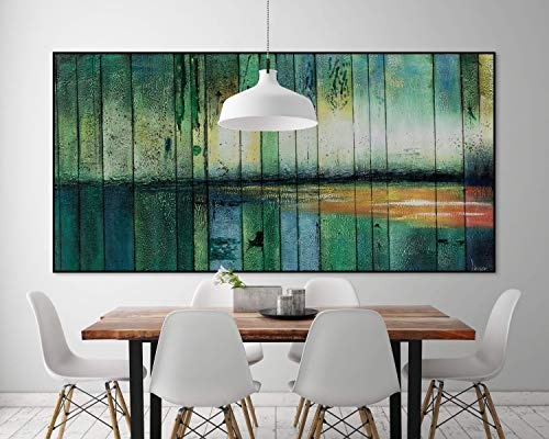 KunstLoft® XXL Gemälde Innerer Frieden 200x100cm | original handgemalte Bilder | Abstrakt Grün Gelb Wald | Leinwand-Bild Ölgemälde einteilig groß | Modernes Kunst Ölbild