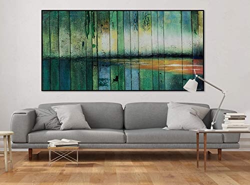 KunstLoft® XXL Gemälde Innerer Frieden 200x100cm | original handgemalte Bilder | Abstrakt Grün Gelb Wald | Leinwand-Bild Ölgemälde einteilig groß | Modernes Kunst Ölbild