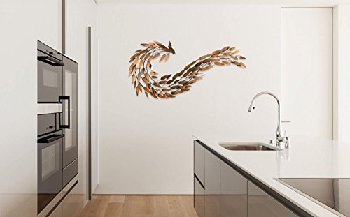 KunstLoft Extravagante Metall Wandskulptur Rotfuchs 63x130x8cm | Design Wanddeko XXL handgefertigt | Luxus Metallbild Wandrelief | Feuerfuchs Flamme in Bronze | Wandobjekt Wandbild modern