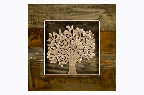 KunstLoft Extravagante Metall Wandskulptur Silver Giant 55x55x3.5cm | Design Wanddeko XXL handgefertigt | Luxus Metallbild Wandrelief | Modern Baum Braun Silber | Wandbild modern