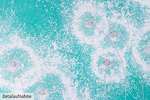 KunstLoft XXL Gemälde Frühlingswind 180x120cm | Original handgemalte Bilder | Pusteblume Türkis Weiß | Leinwand-Bild Ölfarbegemälde Einteilig groß | Modernes Kunst Ölfarbebild