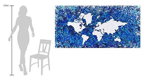 KunstLoft XXL Gemälde Blauer Planet 200x100cm | Original handgemalte Bilder | Weltkarte Türkis Blau Weiß | Leinwand-Bild Ölgemälde Einteilig groß | Modernes Kunst Ölbild