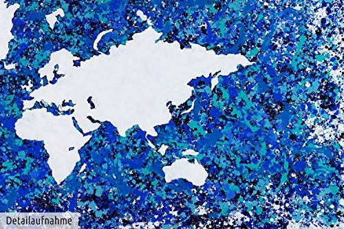 KunstLoft XXL Gemälde Blauer Planet 200x100cm | Original handgemalte Bilder | Weltkarte Türkis Blau Weiß | Leinwand-Bild Ölgemälde Einteilig groß | Modernes Kunst Ölbild