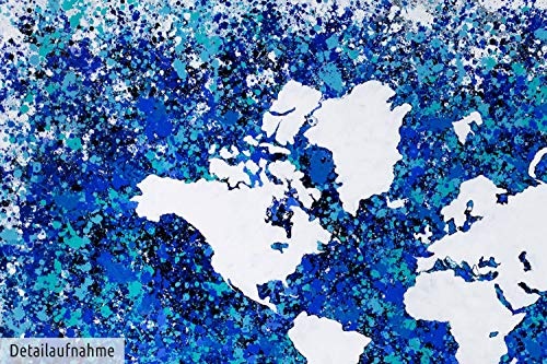 KunstLoft XXL Gemälde Blauer Planet 200x100cm | Original handgemalte Bilder | Weltkarte Türkis Blau Weiß | Leinwand-Bild Ölgemälde Einteilig groß | Modernes Kunst Ölbild