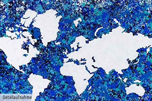 KunstLoft XXL Gemälde Blauer Planet 200x100cm | Original handgemalte Bilder | Weltkarte Türkis Blau Weiß | Leinwand-Bild Ölgemälde Einteilig groß | Modernes Kunst Ölbild