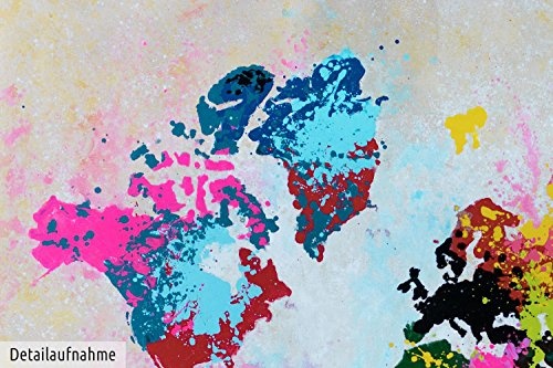 KunstLoft XXL Gemälde Erforschungsreise 180x120cm | Original handgemalte Bilder | Modern Weltkarte Farben Bunt | Leinwand-Bild Ölgemälde Einteilig groß | Modernes Kunst Ölbild