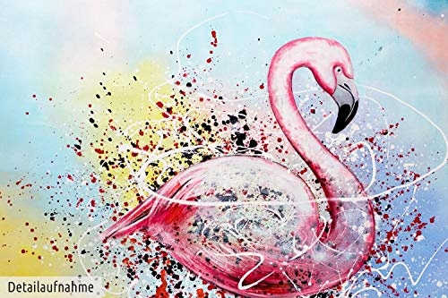 KunstLoft XXL Gemälde Famoser Flamingo 150x150cm | Original handgemalte Bilder | Flamingo Rosa Bunt Vogel | Leinwand-Bild Ölgemälde Einteilig groß | Modernes Kunst Ölbild
